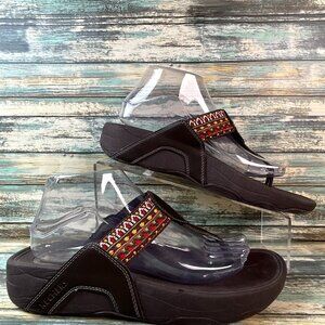 Skechers Tone Up Sandals Womens Size 9 Brown Flip Flop Wedge Casual Comfort